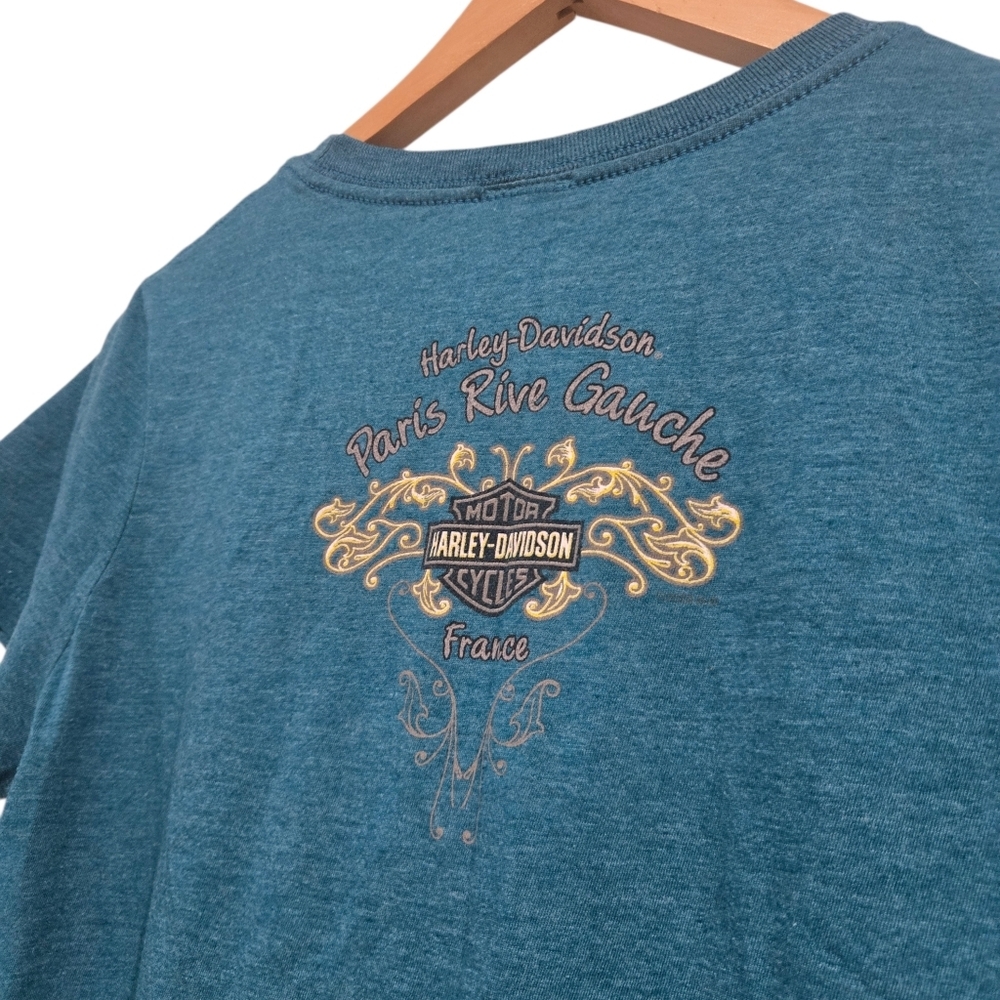 Harley-Davidson Teal Paris France T-Shirt - Picture 2 of 4